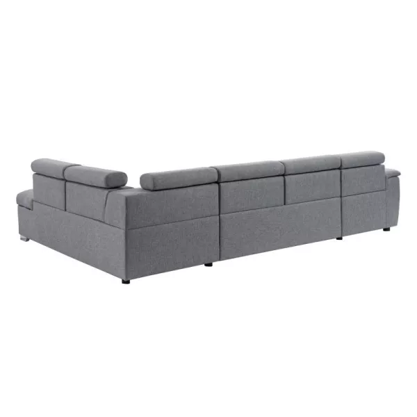 Canapé d'angle convertible 6 places tissu Angle Droit PARMA (Gris)