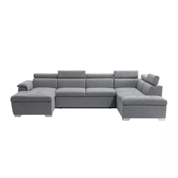 Canapé d'angle convertible 6 places tissu Angle Droit PARMA (Gris)