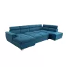 Canapé d'angle convertible 6 places tissu Angle Droit PARMA (Bleu)