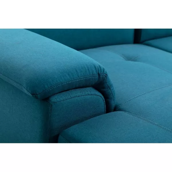 Canapé d'angle convertible 6 places tissu Angle Droit PARMA (Bleu)