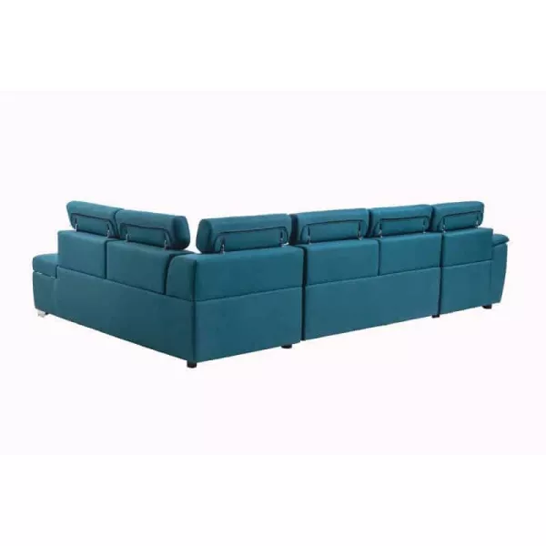 Canapé d'angle convertible 6 places tissu Angle Droit PARMA (Bleu)