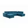 Canapé d'angle convertible 6 places tissu Angle Droit PARMA (Bleu)