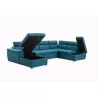 Canapé d'angle convertible 6 places tissu Angle Droit PARMA (Bleu)