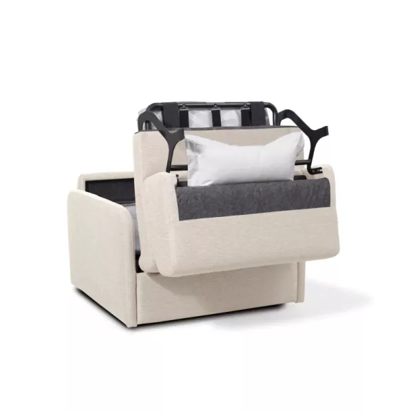 Fauteuil couchage rapide 100x190 en tissu DANOU (Beige)