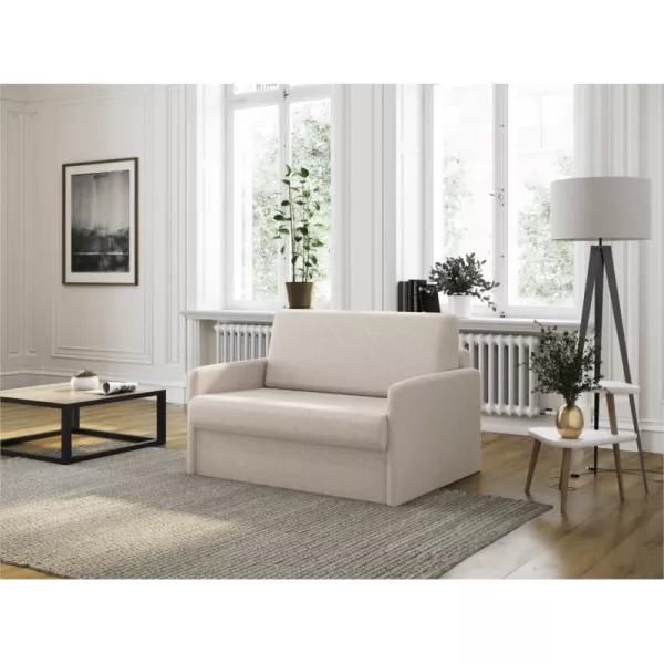 Fauteuil couchage rapide 100x190 en tissu DANOU (Beige)