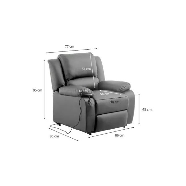 Fauteuil de relaxation électrique avec releveur en simili RELAX (Gris)