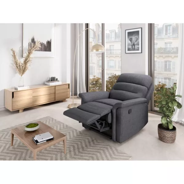 Fauteuil de relaxation électrique en tissu TONIO (Gris foncé)