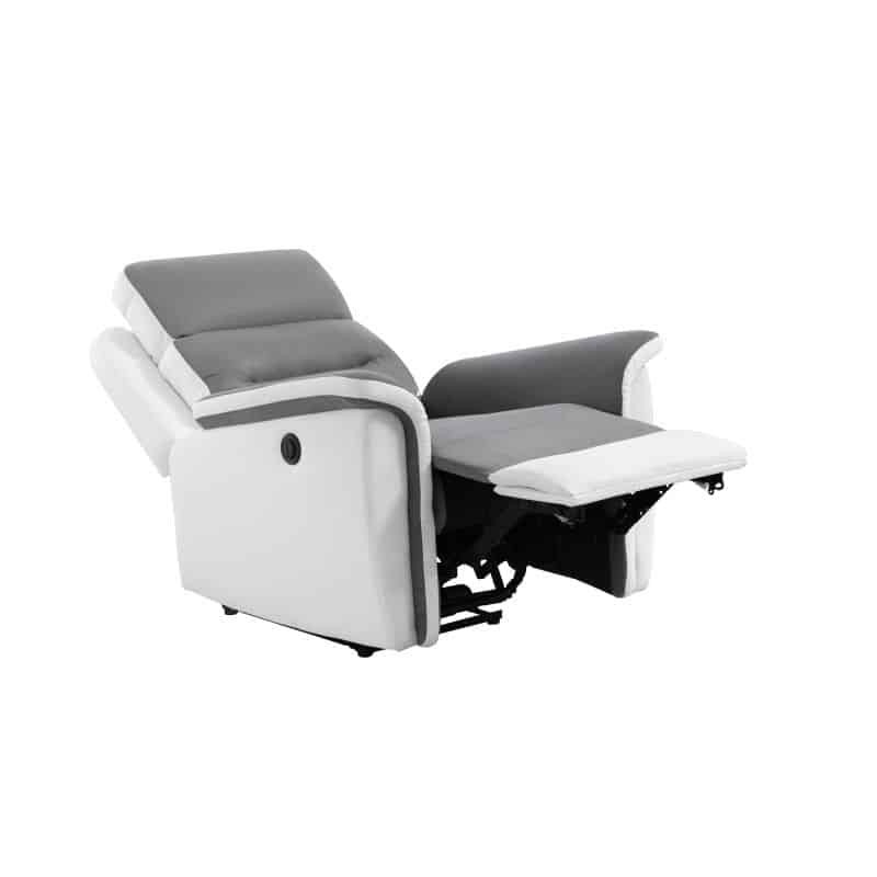 Fauteuil de relaxation électrique en microfibre et simili TONIO (Gris, blanc)