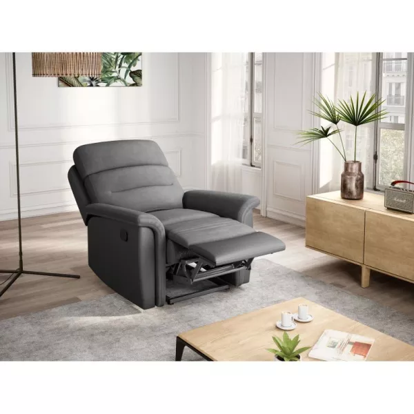 Fauteuil de relaxation électrique en microfibre et simili TONIO (Gris)