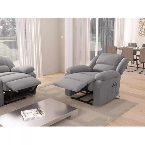 Fauteuil de relaxation électrique avec releveur en microfibre SHANA (Gris) à associer à Fauteuils Pliantes Pratiques Et Robustes