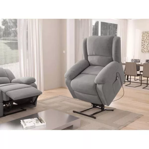 Electric relaxation chair with SHANA microfiber lifter (Grey) to associate with Contemporary Leather Armchairs