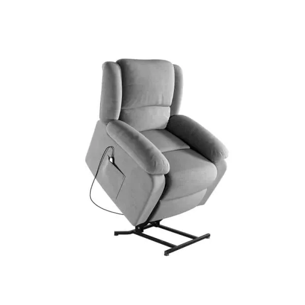 Fauteuil de relaxation électrique avec releveur en microfibre SHANA (Gris) à associer à Fauteuils En Bois Massif De Haute Qualit