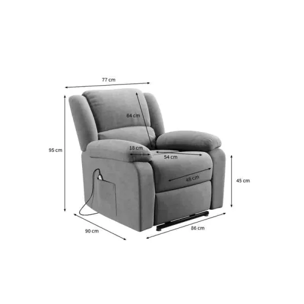 Fauteuil de relaxation électrique avec releveur en microfibre SHANA (Gris) à associer à Fauteuils Rembourrées Pour Un Confort Op