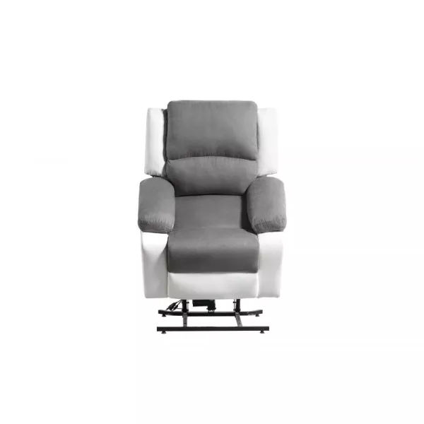 Fauteuil de relaxation électrique avec releveur en microfibre et simili SHANA (Gris, blanc) à associer à Fauteuils Contemporaine