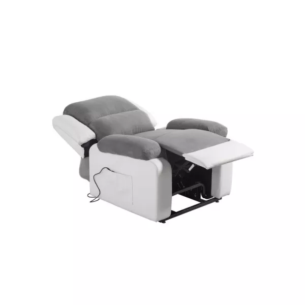 Fauteuil de relaxation électrique avec releveur en microfibre et simili SHANA (Gris, blanc) à associer à Fauteuils Design Pour S