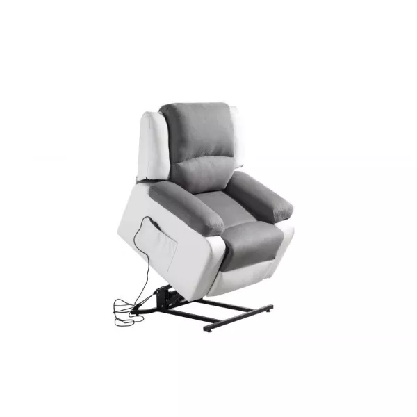 Fauteuil de relaxation électrique avec releveur en microfibre et simili SHANA (Gris, blanc) à associer à Fauteuils De Jardin Rés