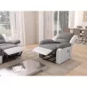 Fauteuil de relaxation électrique avec releveur en microfibre et simili SHANA (Gris, blanc) à associer à Fauteuils Confortables 