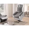 Fauteuil de relaxation électrique avec releveur en microfibre et simili SHANA (Gris, blanc) à associer à Fauteuils Empilables Po