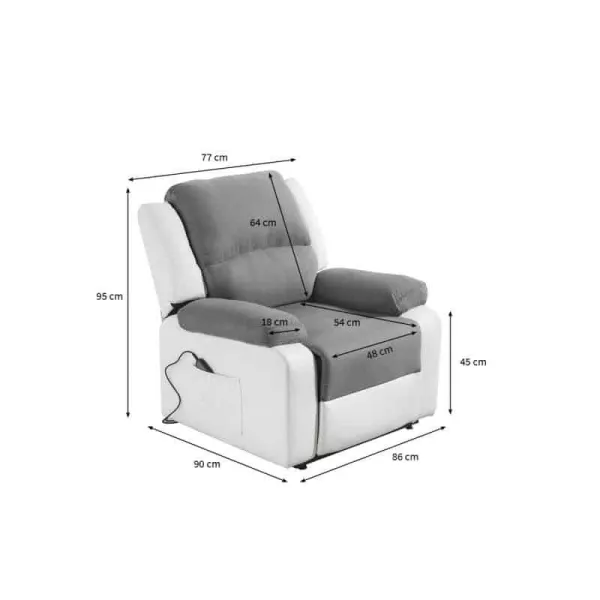 Electric relaxation chair with microfiber lifter and SHANA imitation (Grey, white) to associate with Rattan Armchairs For A Natu