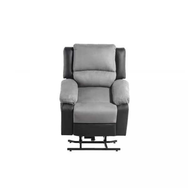 Fauteuil de relaxation électrique avec releveur en microfibre et simili SHANA (Gris, noir)