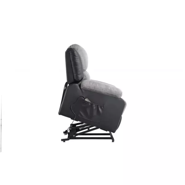 Fauteuil de relaxation électrique avec releveur en microfibre et simili SHANA (Gris, noir)