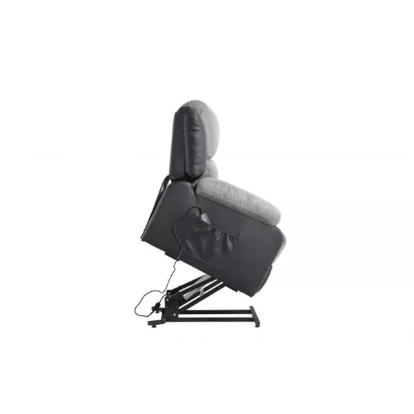 Fauteuil de relaxation électrique avec releveur en microfibre et simili SHANA (Gris, noir)