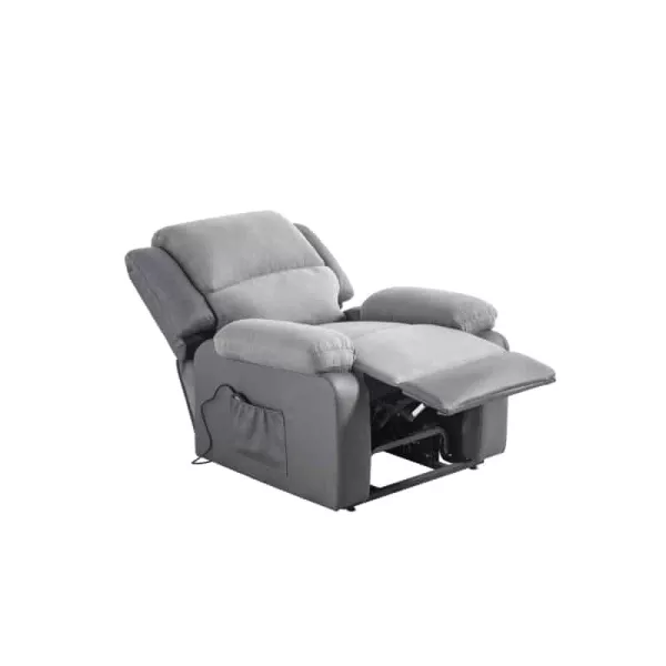 Fauteuil de relaxation électrique avec releveur en microfibre et simili SHANA (Gris)