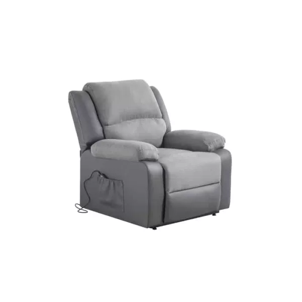 Fauteuil de relaxation électrique avec releveur en microfibre et simili SHANA (Gris)