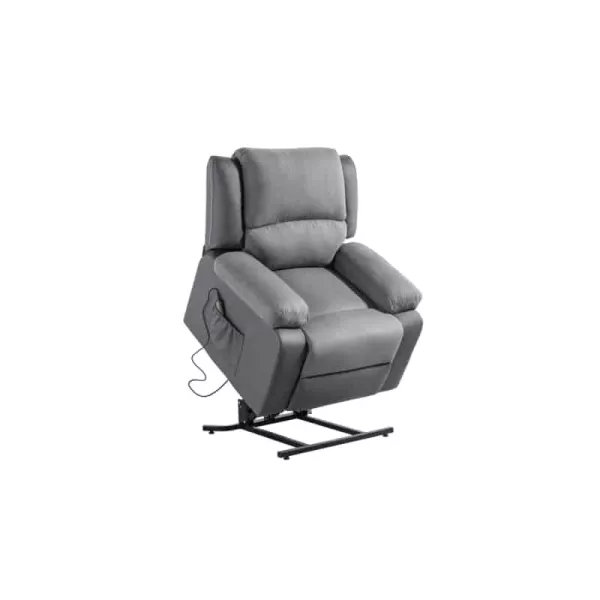 Fauteuil de relaxation électrique avec releveur en microfibre et simili SHANA (Gris)