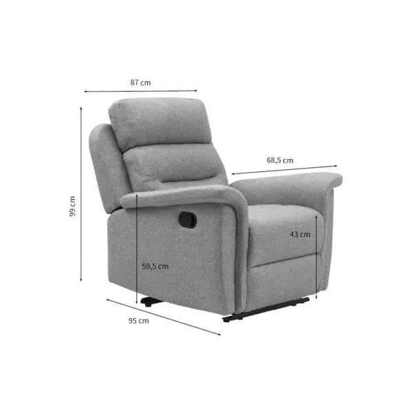 Fauteuil de relaxation manuel en tissu DETENTE (Gris clair)