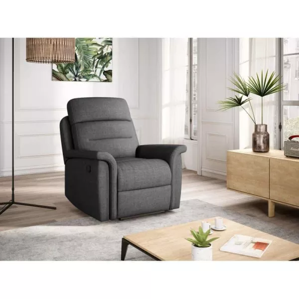 Fauteuil de relaxation manuel en tissu DETENTE (Gris foncé)