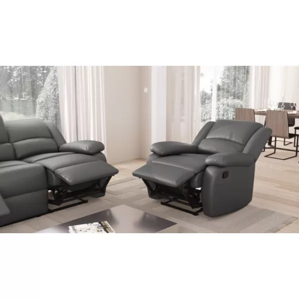 Fauteuil de relaxation manuel en simili ATLAS (Gris)