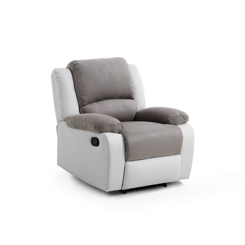 Fauteuil de relaxation manuel en microfibre et simili ATLAS (Gris, blanc)