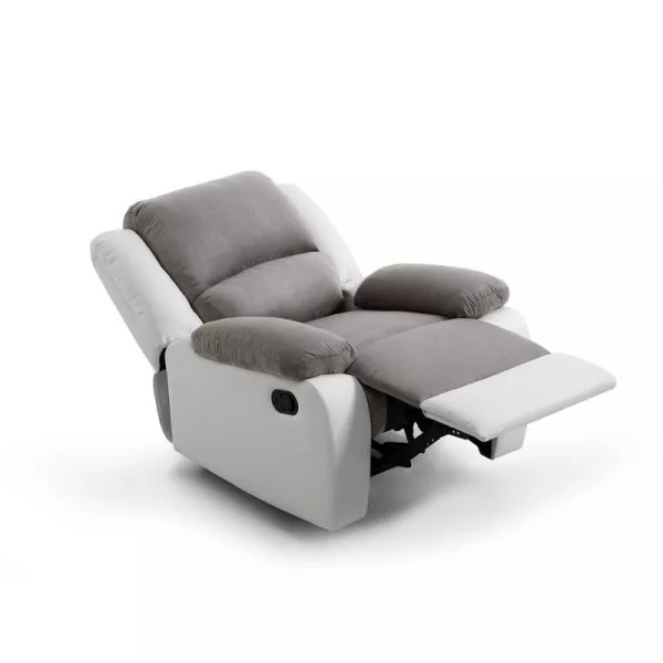 Fauteuil de relaxation manuel en microfibre et simili ATLAS (Gris, blanc)