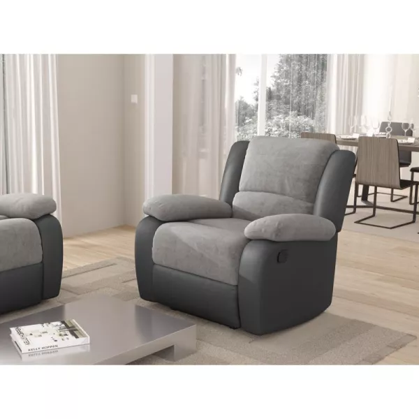 Fauteuil de relaxation manuel en microfibre et simili ATLAS (Gris)