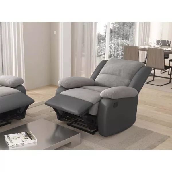 Fauteuil de relaxation manuel en microfibre et simili ATLAS (Gris)