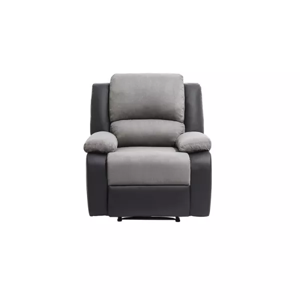 Fauteuil de relaxation manuel en microfibre et simili ATLAS (Gris, noir)