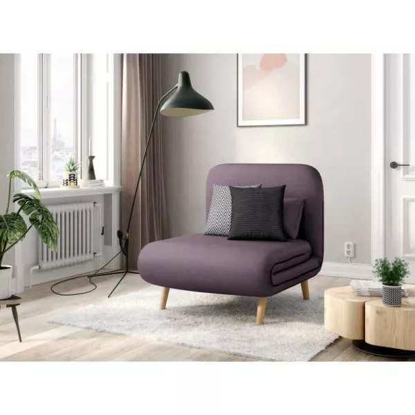 Banquette scandinave 1 place convertible BZ (Aubergine)