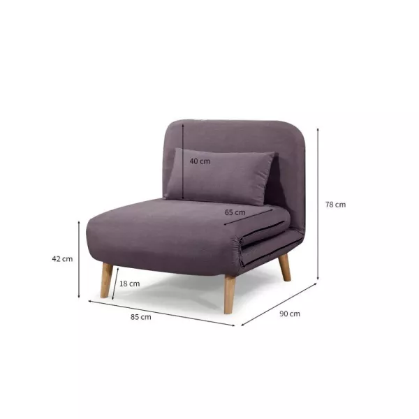 Banquette scandinave 1 place convertible BZ (Aubergine)