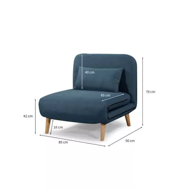 Banquette scandinave 1 place convertible BZ (Bleu pétrole)