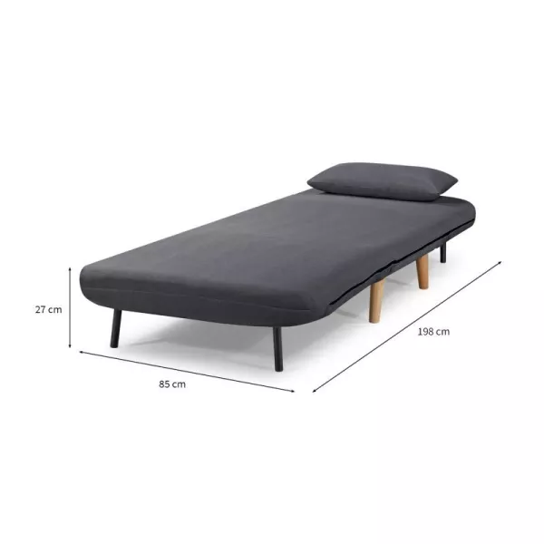 Banquette scandinave 1 place convertible BZ (Gris foncé)