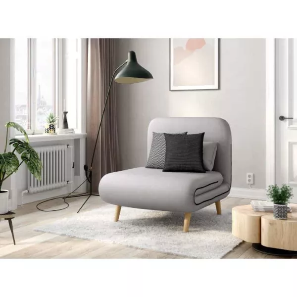 Banquette scandinave 1 place convertible BZ (Gris clair)