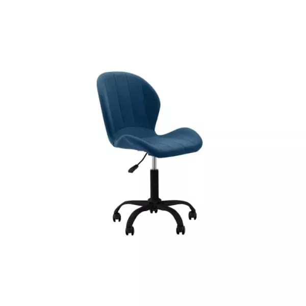 Chaise de bureau en tissu avec pieds noirs BEVERLY (Bleu pétrole)