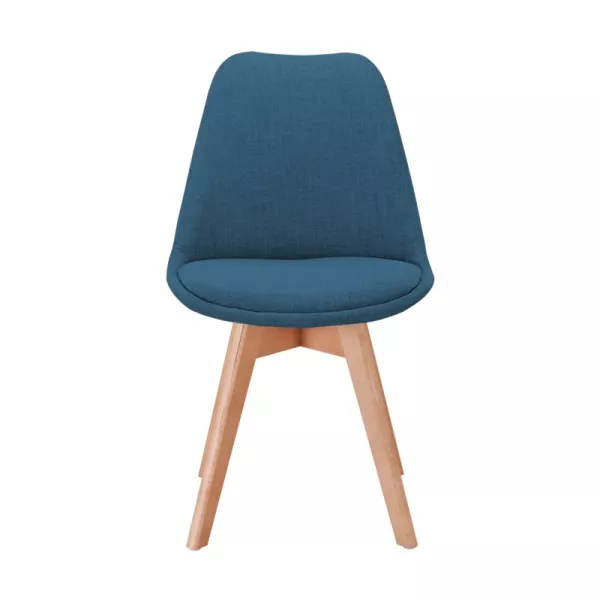 Lot de 2 chaises tissu pieds hêtre naturels HEIDI (Bleu pétrole)