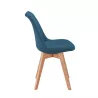 Lot de 2 chaises tissu pieds hêtre naturels HEIDI (Bleu pétrole)