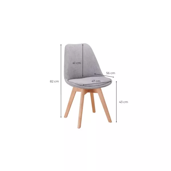 Lot de 2 chaises tissu pieds hêtre naturels HEIDI (Bleu pétrole)