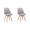 Lot de 2 chaises tissu pieds hêtre naturels HEIDI (Gris clair)