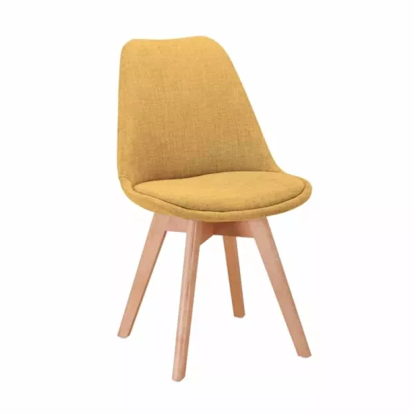 Lot de 2 chaises tissu pieds hêtre naturels HEIDI (Jaune)