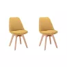 Lot de 2 chaises tissu pieds hêtre naturels HEIDI (Jaune)