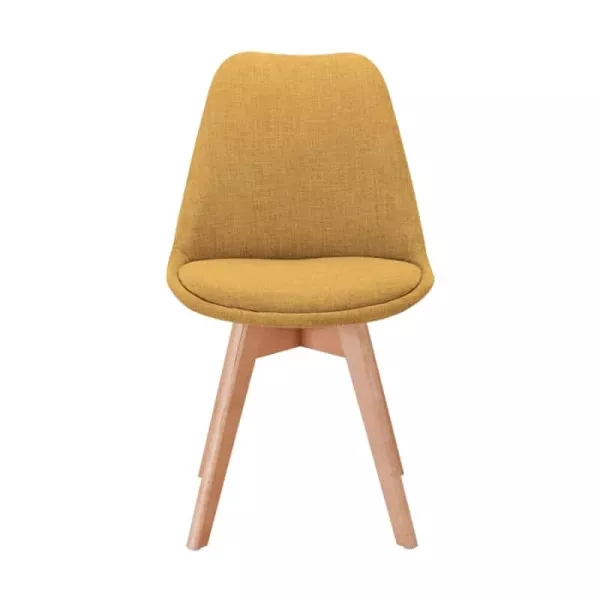 Lot de 2 chaises tissu pieds hêtre naturels HEIDI (Jaune)